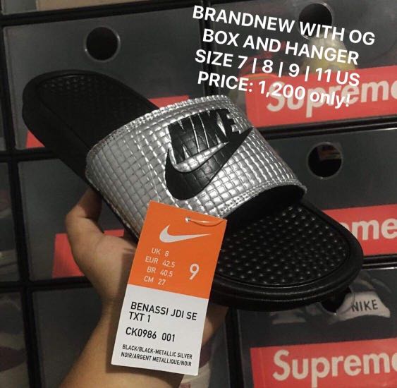 nike benassi silver