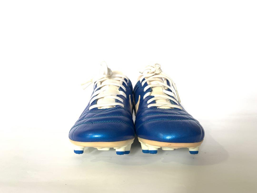 blue and white soccer cleats