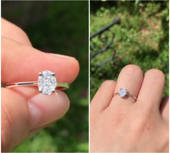 Oval illusion sales diamond ring