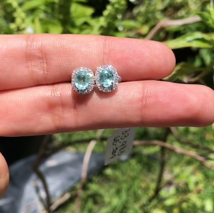 Butterfly Prong Round Casting Simulated Paraiba Tourmaline CZ Stud Ear   Blue Apple Imports