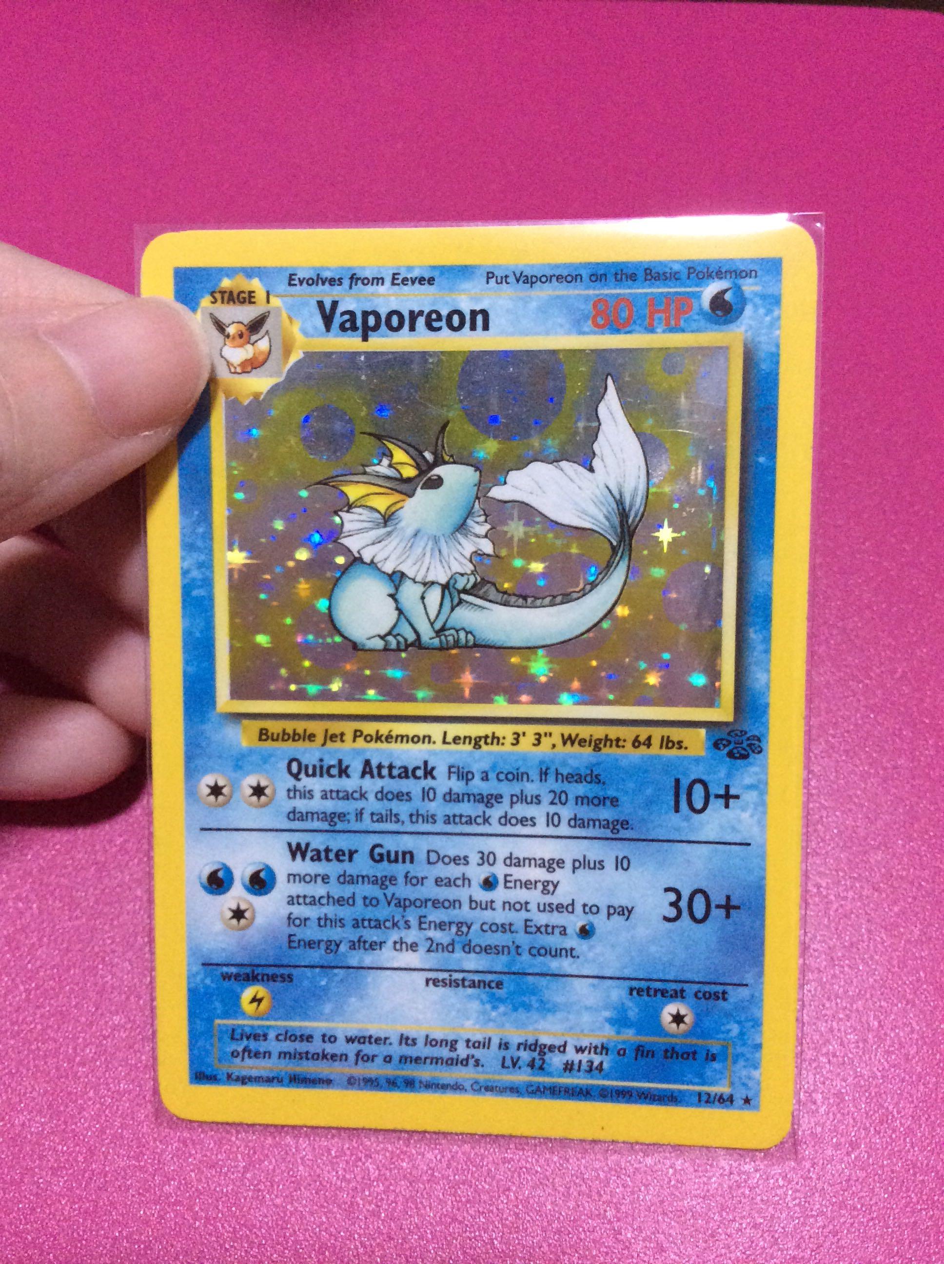 Pokemon Vaporeon Jungle Unlimited Card Toys Games Board Games Cards On Carousell