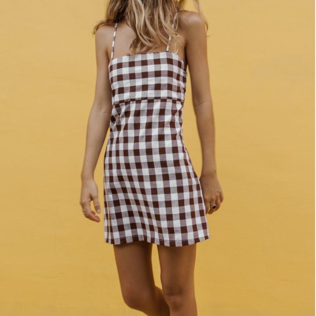 Posse Brown Gingham Dress Women s Fashion Dresses Sets