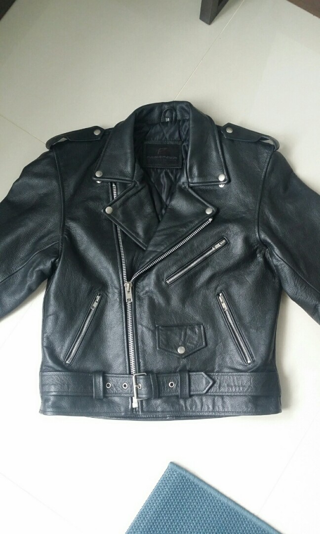 NEGO Real 100 Cowhide Leather Biker Punk Jacket Men s