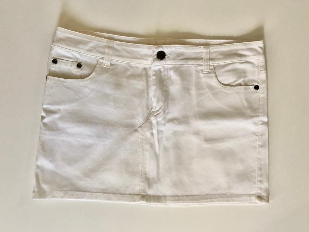 short white denim skirt