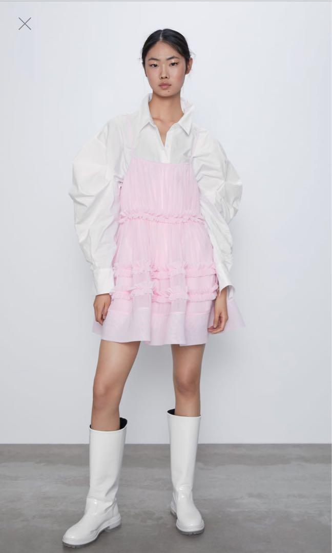 zara pink frill dress