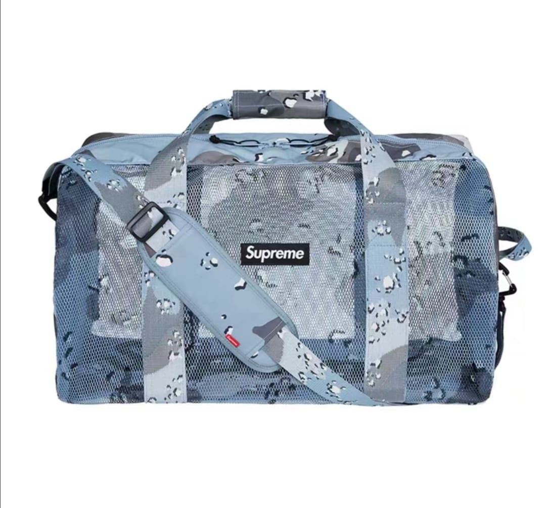 blue supreme duffle bag