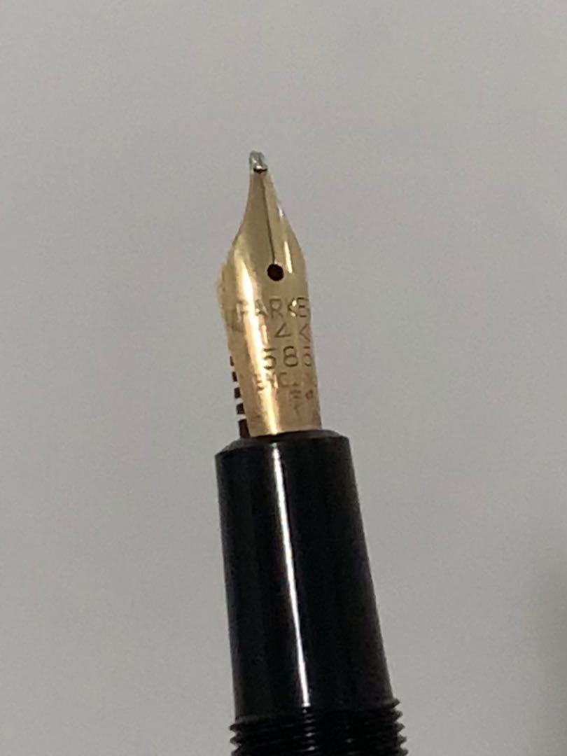 14K Gold Medium Nib Black Parker Vintage Slimfold Fountain Pen (mint ...