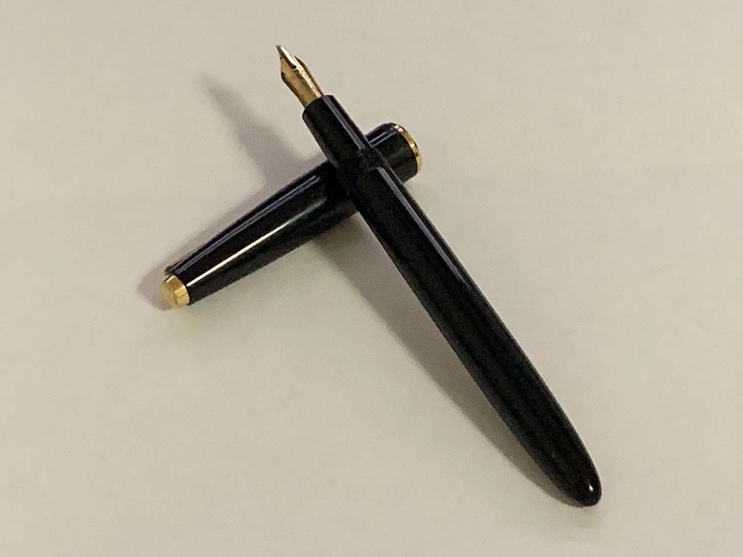 14K Gold Medium Nib Black Parker Vintage Slimfold Fountain Pen (mint ...