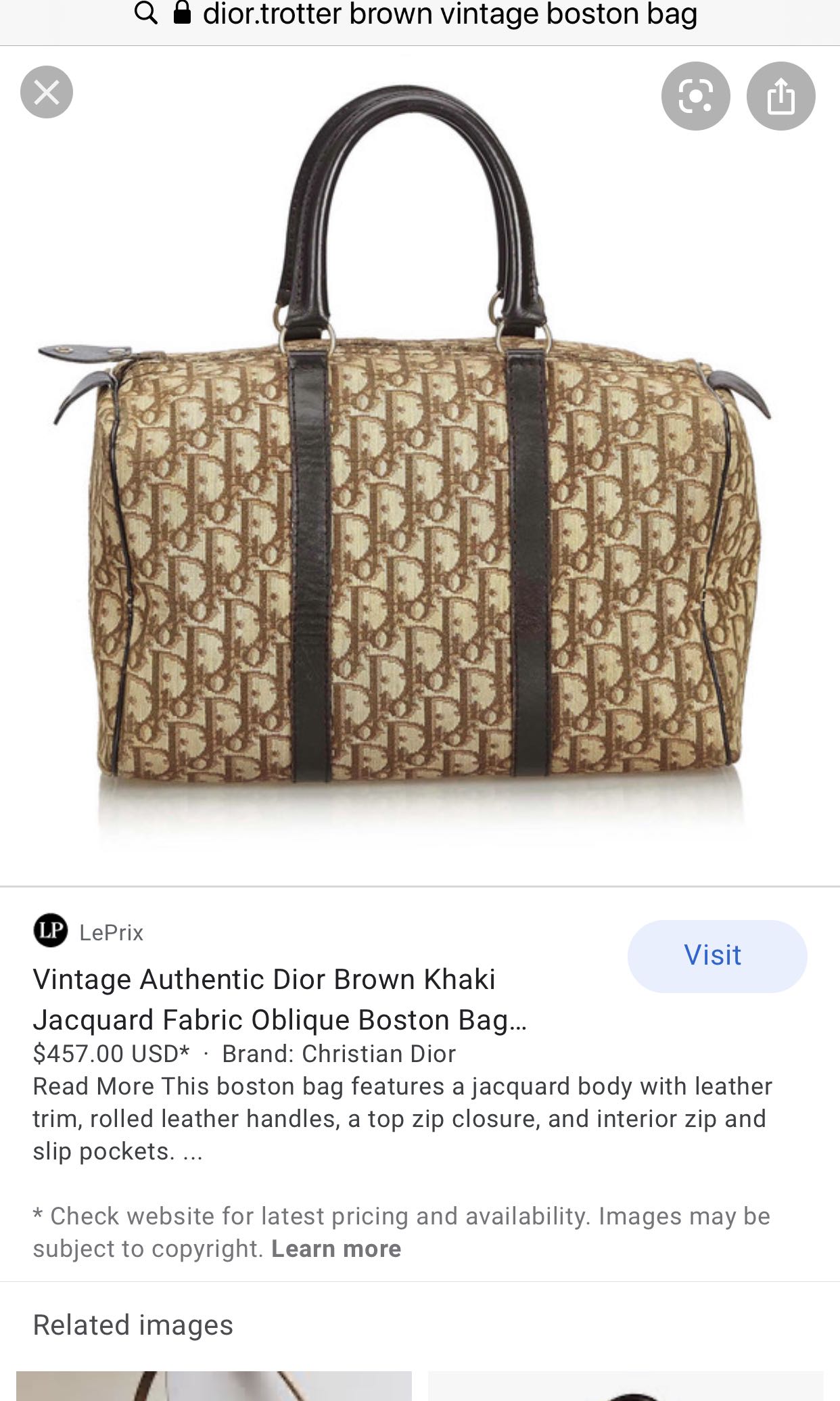 Vintage Christian Dior Trotter Boston Bag