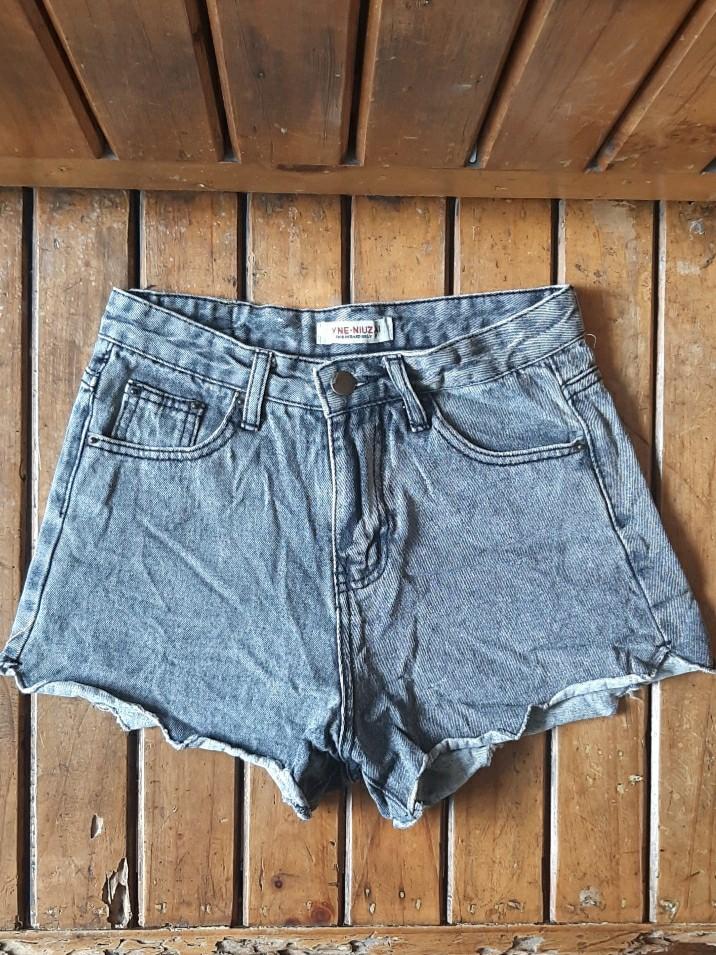 womens grey denim shorts