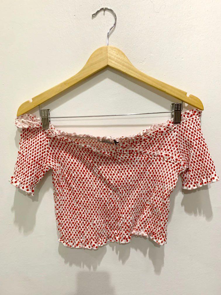 red and white polka dot crop top