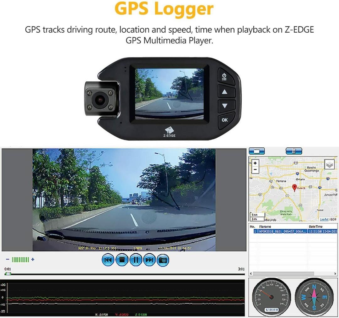 Z-Edge Z3Pro HD Dual Lense Dash Cam & 32GB