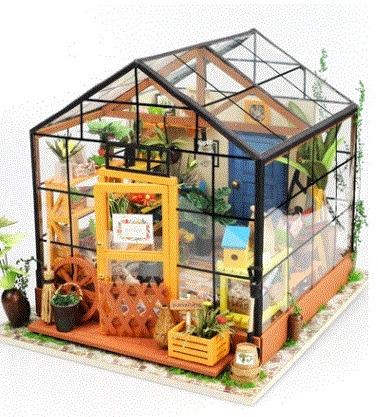 3d Puzzle Diy Miniature Dollhouse Kit Flower Green House Modeling