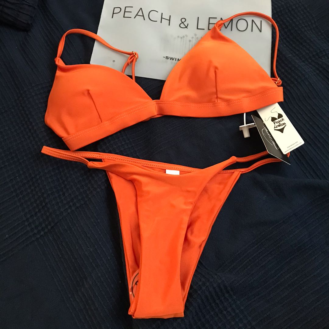 [全新]橙色 泳衣 泳裝 比堅尼 orange bikini thong tback, 運動產品, 運動衫 Carousell