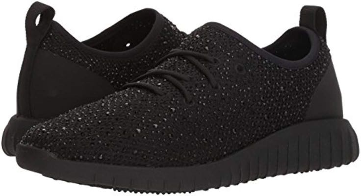 black sneakers with rhinestones