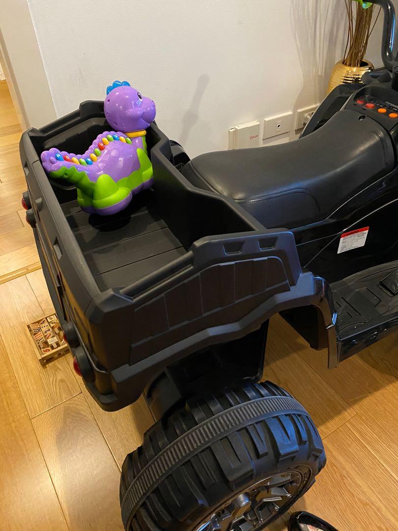 ATV Electric car for kids (Category: Infant Playtime) located in Makati City. Submitted by mydeclutteringsale (Listing ID 1015088509, Image 3). Description: ATV for kids Rechargeable Need to change battery (it was drained because no one is using it) Bought January 2020 Complete with manual and charger For pick-up in Bulacan Up to 100 kg Posted price is the last price Original price : 25k.