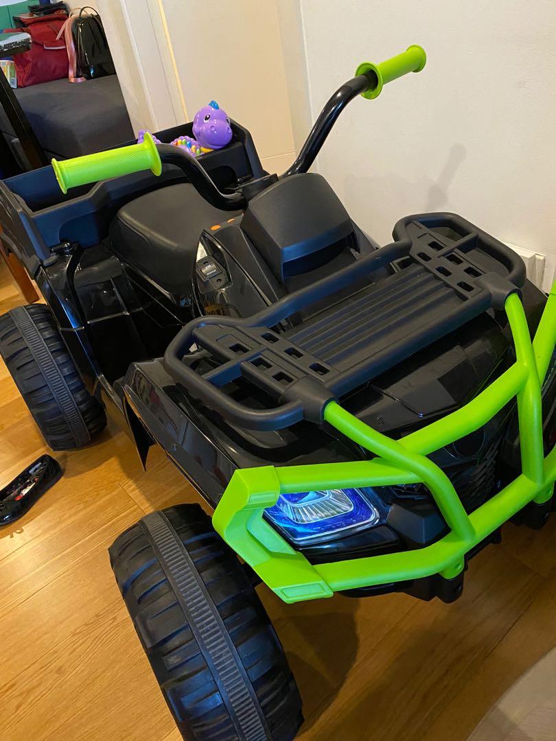 ATV Electric car for kids (Category: Infant Playtime) located in Makati City. Submitted by mydeclutteringsale (Listing ID 1015088509, Image 1). Description: ATV for kids Rechargeable Need to change battery (it was drained because no one is using it) Bought January 2020 Complete with manual and charger For pick-up in Bulacan Up to 100 kg Posted price is the last price Original price : 25k.