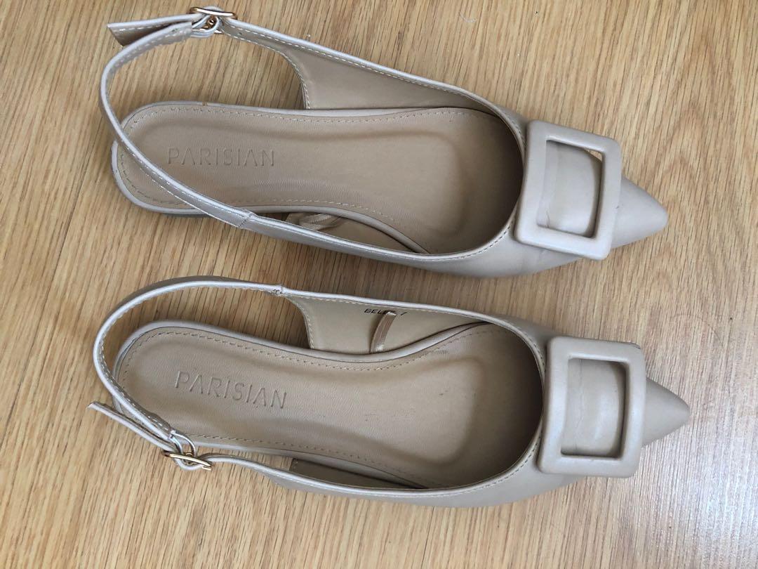 Beige Slingback Flats, Women's Fashion 