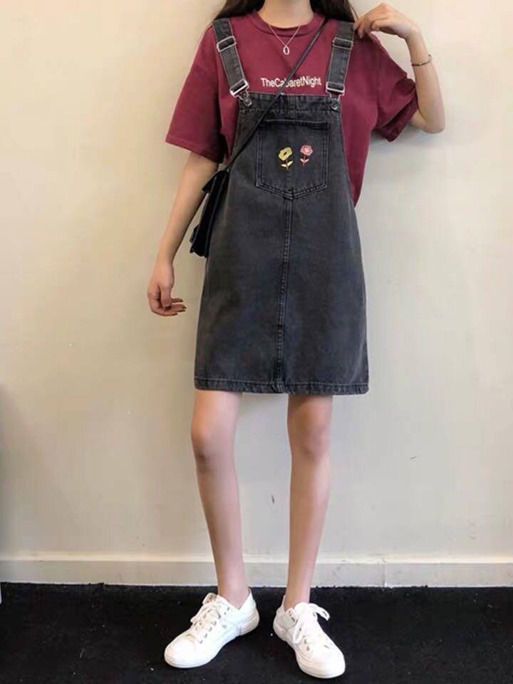 Amazon.com: NOIPPONG Overalls Dress for Women Ripped Pocket Denim Skirt Jean  Overall Dress Loose Fashion Overalls Casual Jumpsuit : Clothing, Shoes &  Jewelry