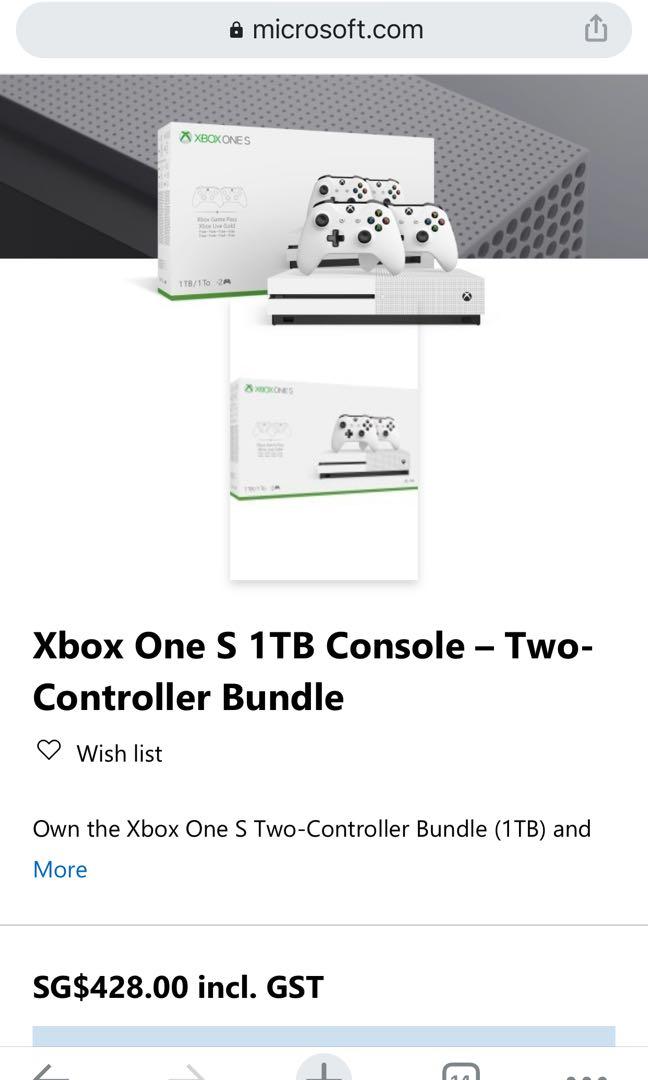 xbox one s 1tb two controller console bundle