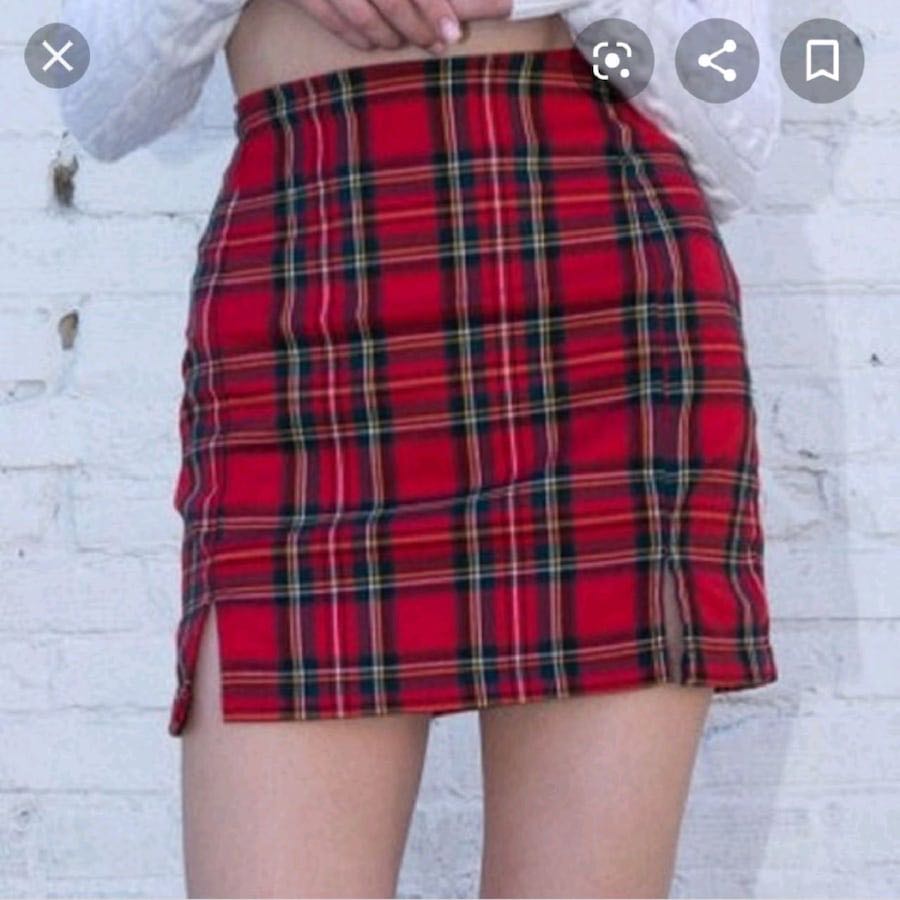 Red plaid skirt brandy melville 2025