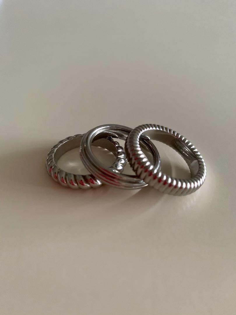 Authentic Calvin Klein Jeans Jewelry Waves Silver Size 9 Ring (Set of 3) -  Unisex, Luxury, Accessories on Carousell