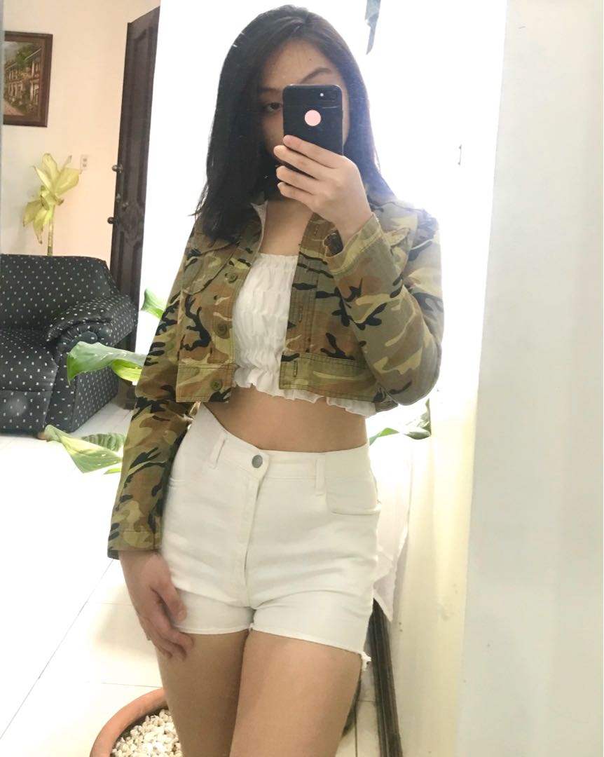 crop top camo jacket