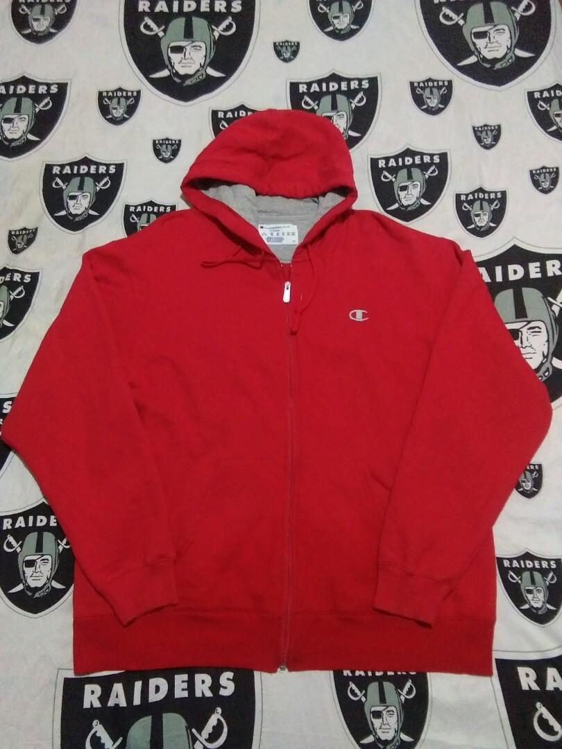 red champion zip up hoodie
