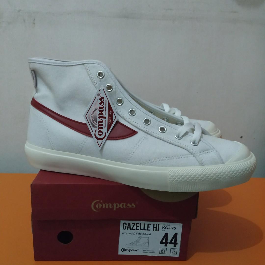 Compass Gazelle High White Red Not Vans Adidas Nike Converse Fesyen Pria Sepatu Sneakers Di Carousell