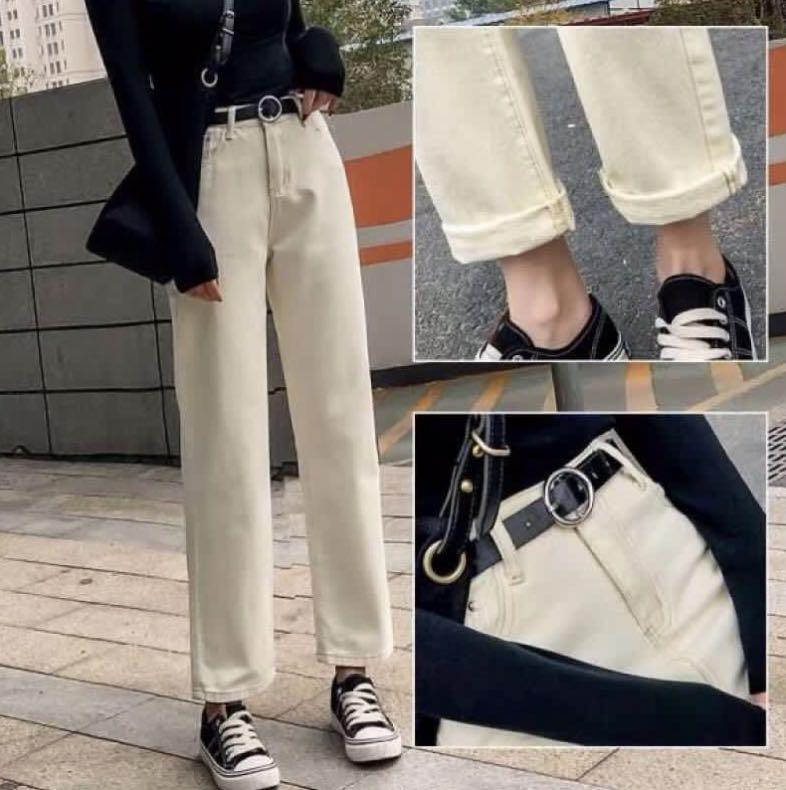 cream jeans outfit women's