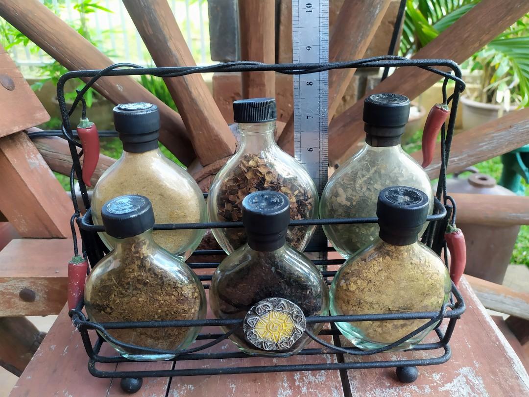 Dainty Condiment Bottles With Holder (Category: Spice & Seasoning) located in Davao. Submitted by papa1919 (Listing ID 1015271287, Image 1). Description: No longer safe for consumption due to long years. The contents of some bottles have shrunk in size due to age. I bought this from a collectibles store selling mostly vintage goods from the U.S. and this was almost 15 yrs ago. Hence, this now is only for decorative purposes..