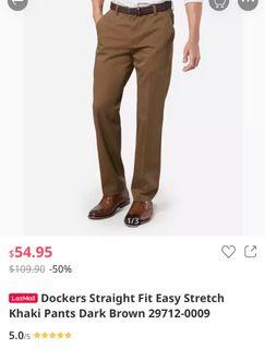 Dockers Straight Cut Easy Stretch Khaki Pants Dark Brown