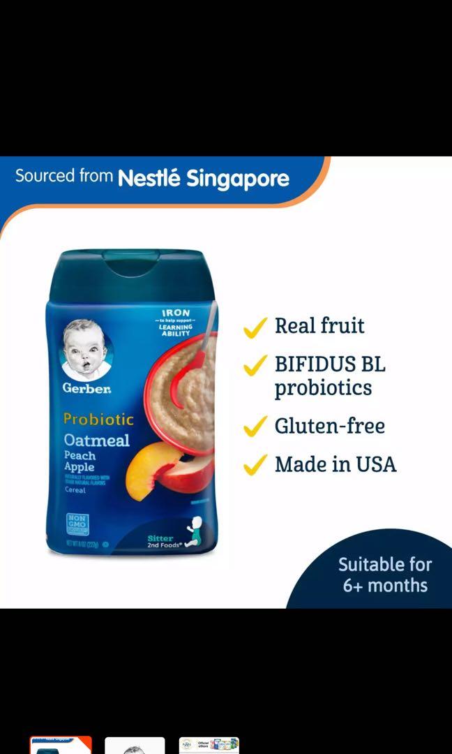 gerber probiotic oatmeal peach apple cereal