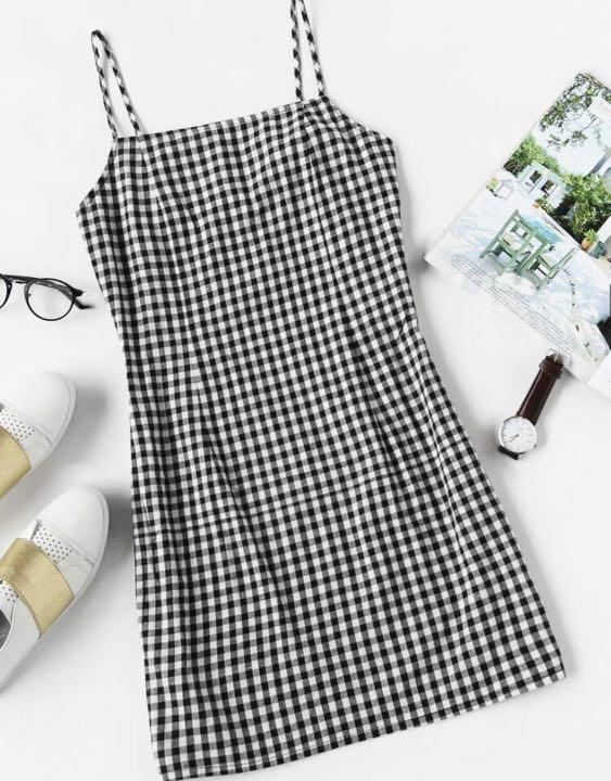 Gingham print mini dress shop