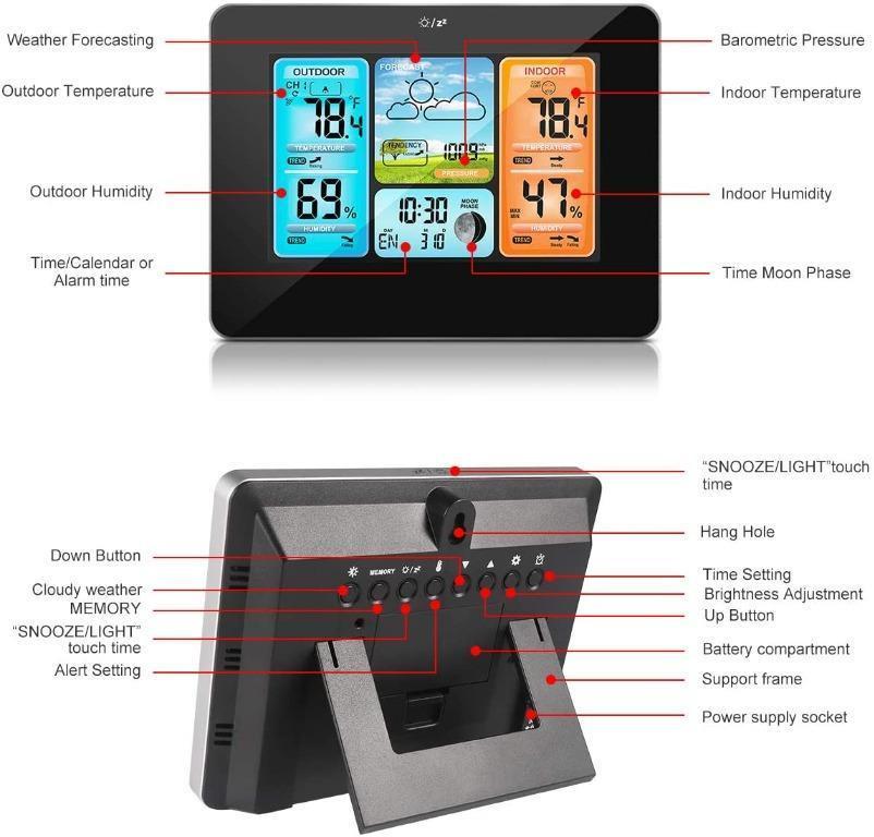 HALOFUN Weather Station, FJ3373 Wireless Indoor Outdoor Thermometer