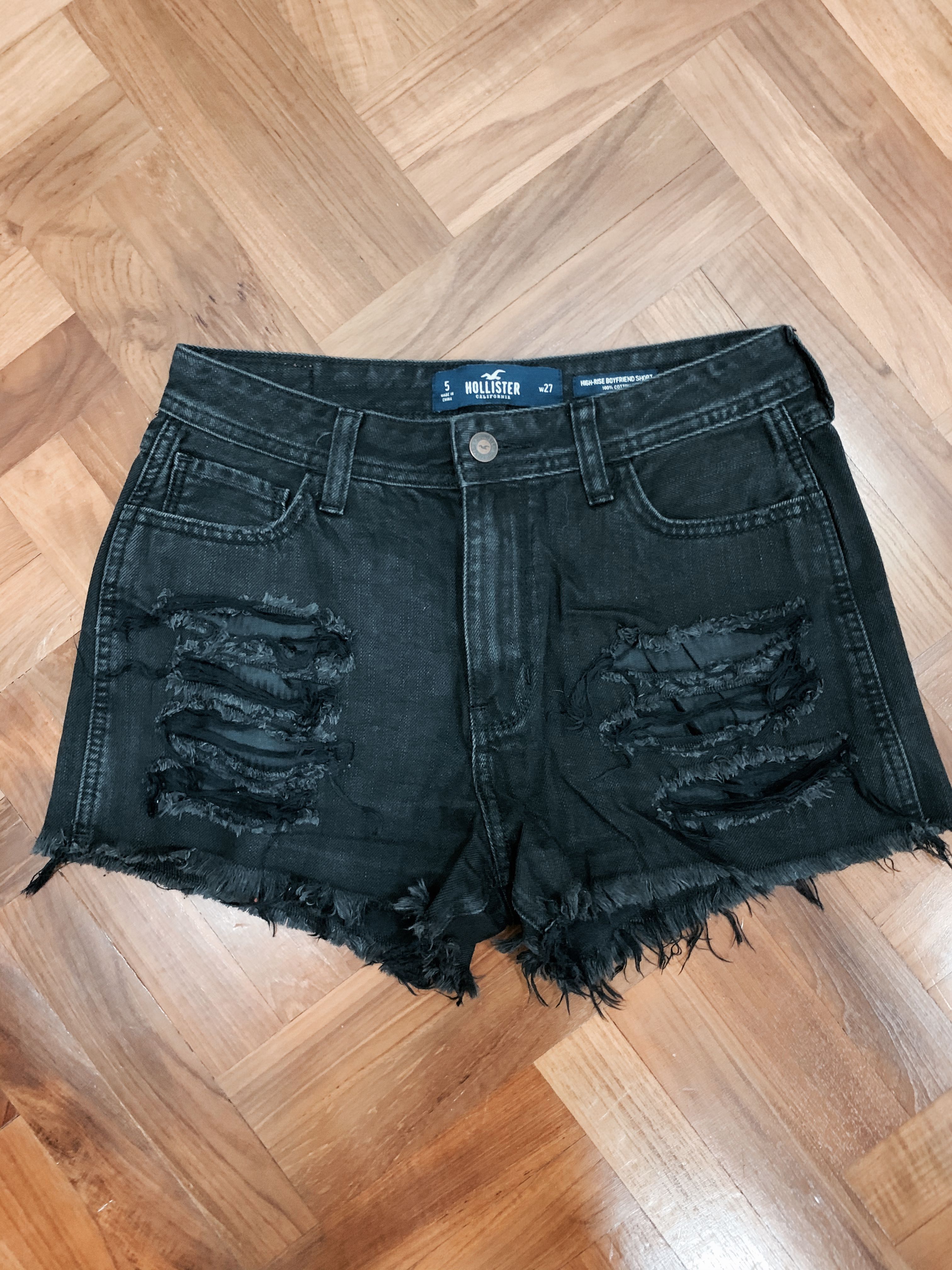 hollister black denim shorts
