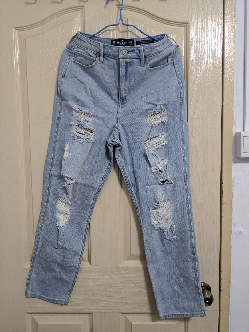 hollister ripped mom jeans
