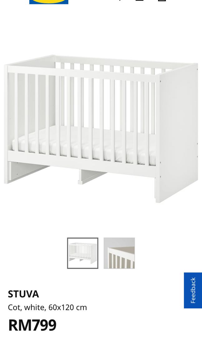 Ikea baby cot (stuvia) with 2 drawers, Babies & Kids, Baby Nursery