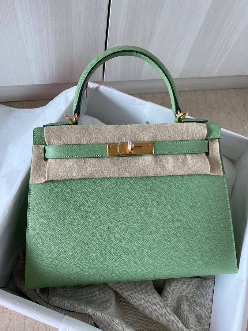 Kelly 28 Vert Criquet Ghw sellier, Luxury, Bags \u0026 Wallets on Carousell