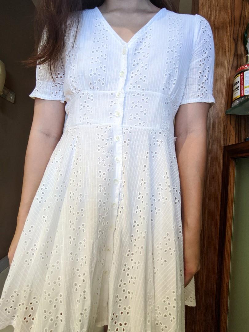 eyelet button down dress