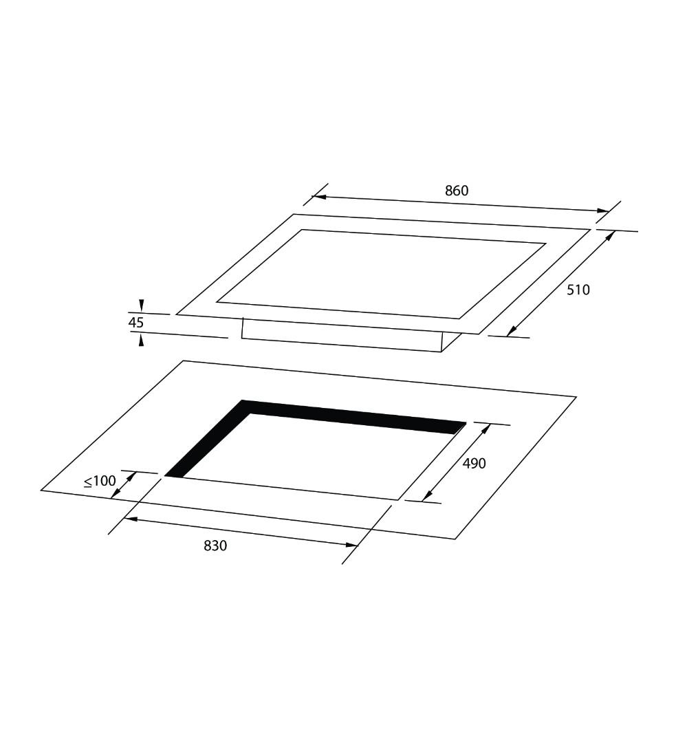 Kuche 90cm Built in Gas Hob KGH93X, TV & Home Appliances, Kitchen