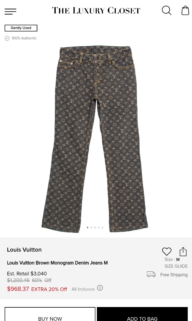 Louis Vuitton Brown Monogram Denim Jeans M Louis Vuitton