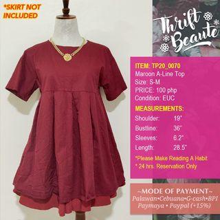 Maroon A Line Top Tp20 0070 Women S Fashion Clothes Tops On