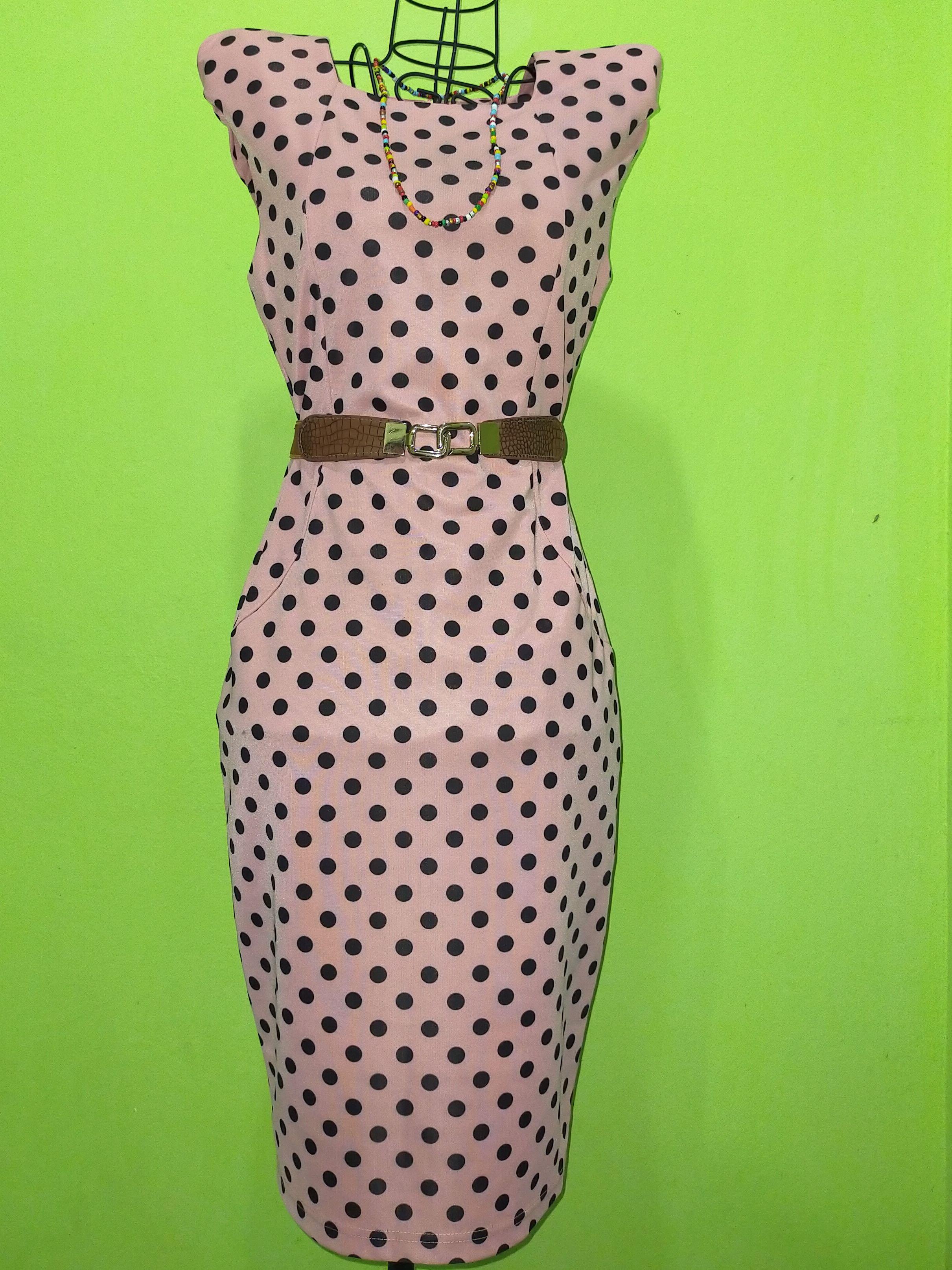 blush pink polka dot dress