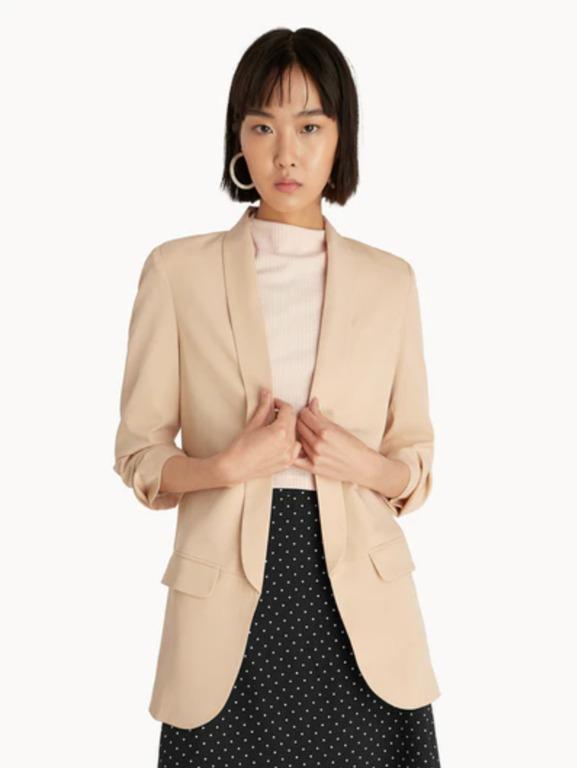 Cream ruched sleeve blazer Clearance
