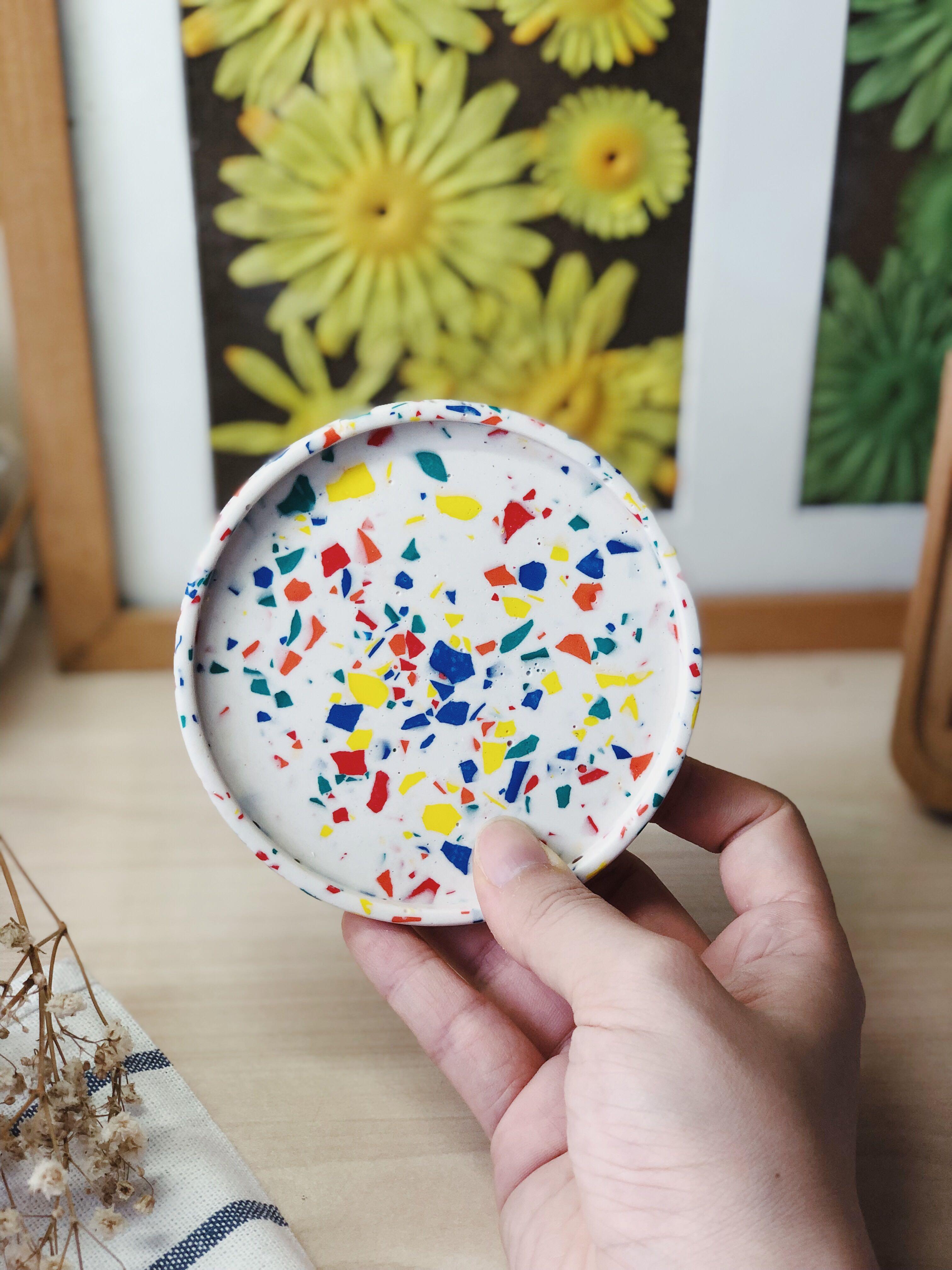 Rainbow Collection Terrazzo Hexagon Coaster Tray