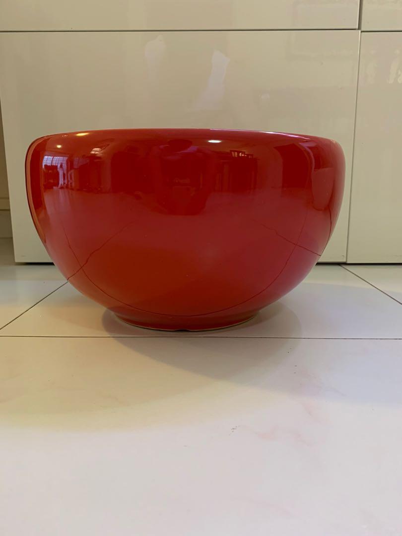 Red Ceramic Plant Pot Gardening Pots Planters On Carousell