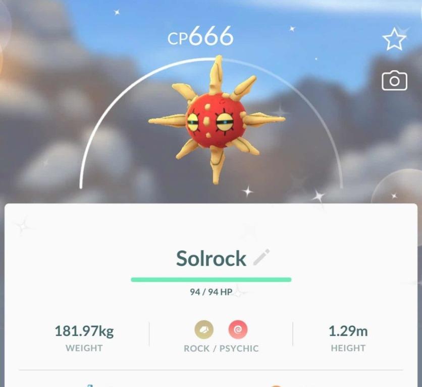 Shiny Solrock Pokemon Go Toys Games Video Gaming Video Games On Carousell