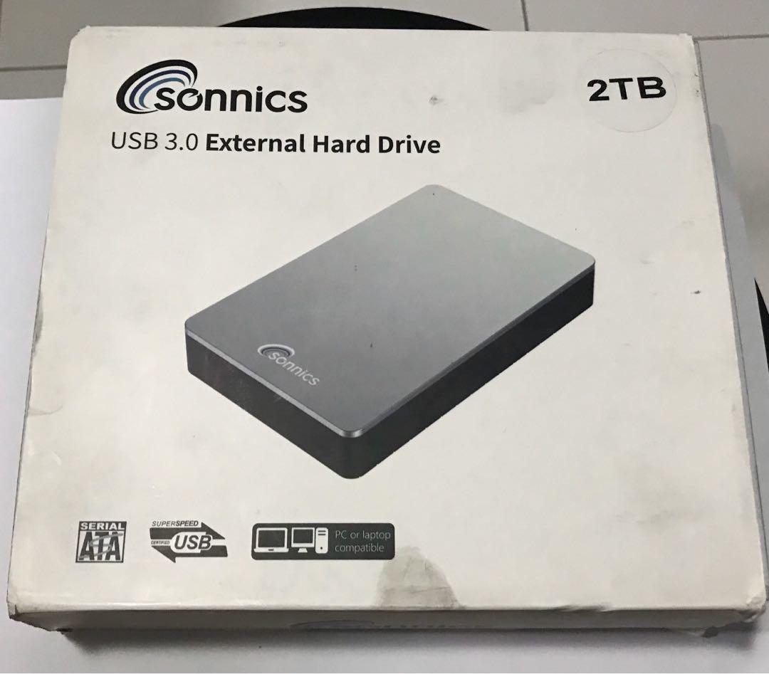 Sonnics 2TB Grey External Desktop Hard drive USB 3.0 for use with