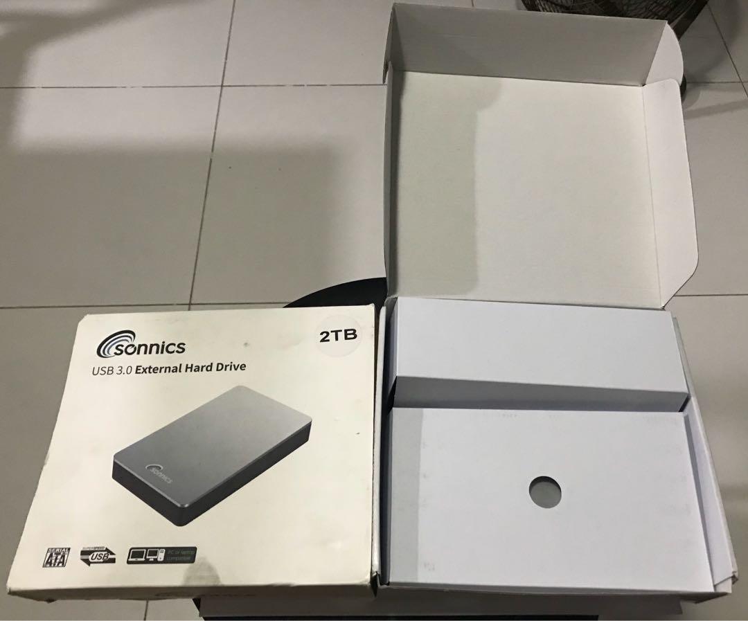 Sonnics 2TB Grey External Desktop Hard drive USB 3.0 for use with
